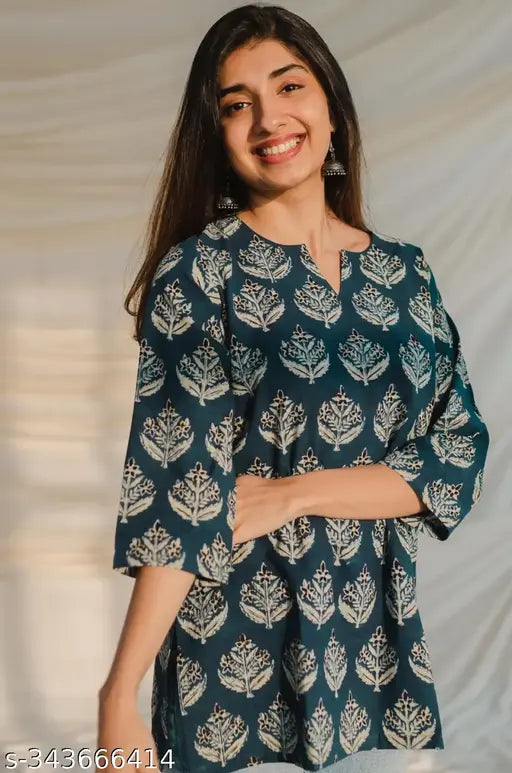 Girls Trending Rayon Printed Short Kurta